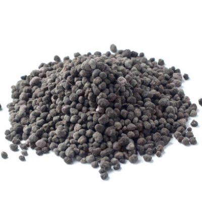 Diammonium phosphate (DAP) fertilizers over a white bakground